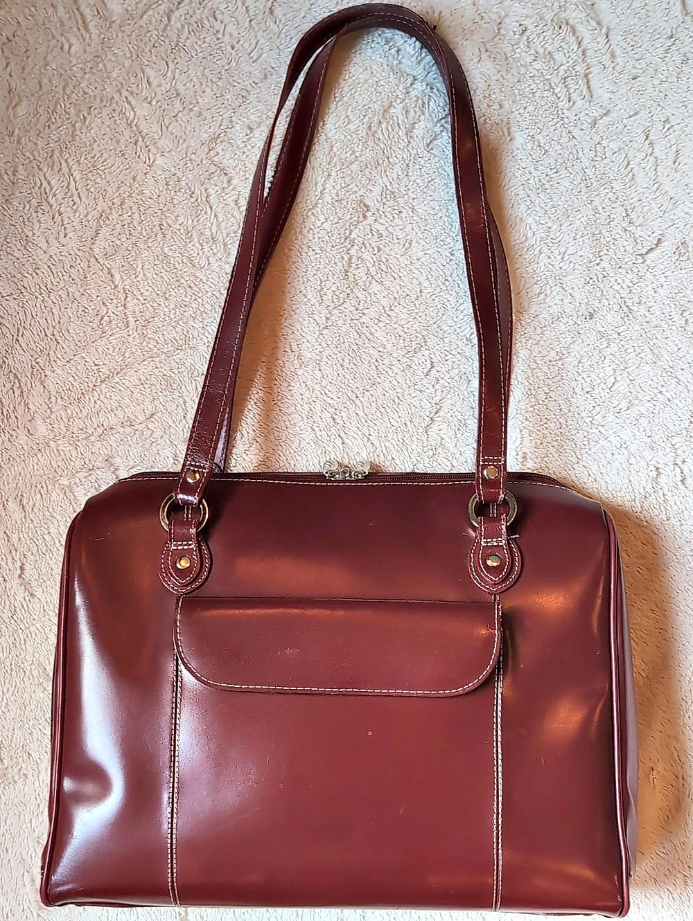 McKlein Glenview 15" Red Leather Laptop Tote Bag